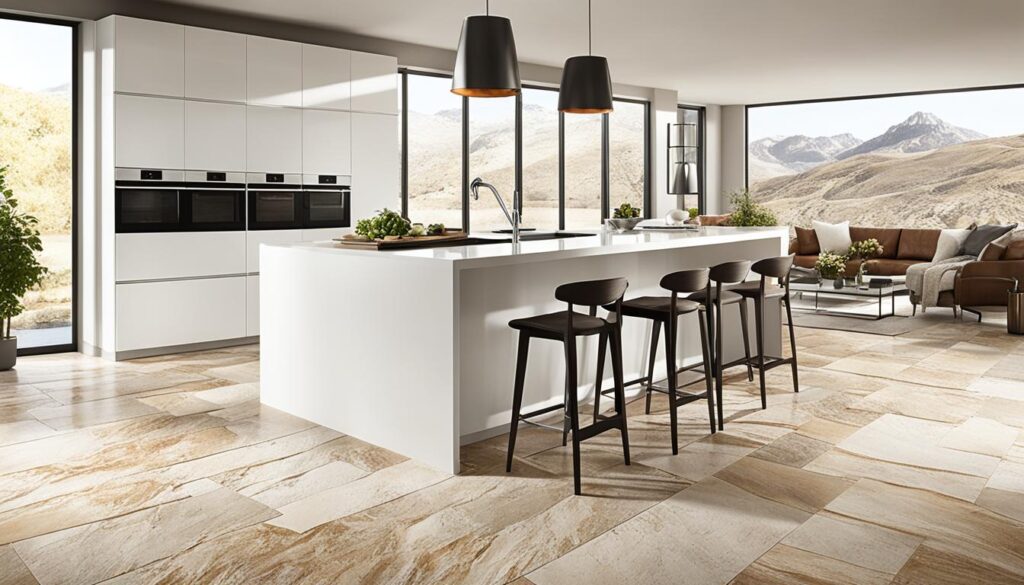 natural stone flooring in a modern kitchen